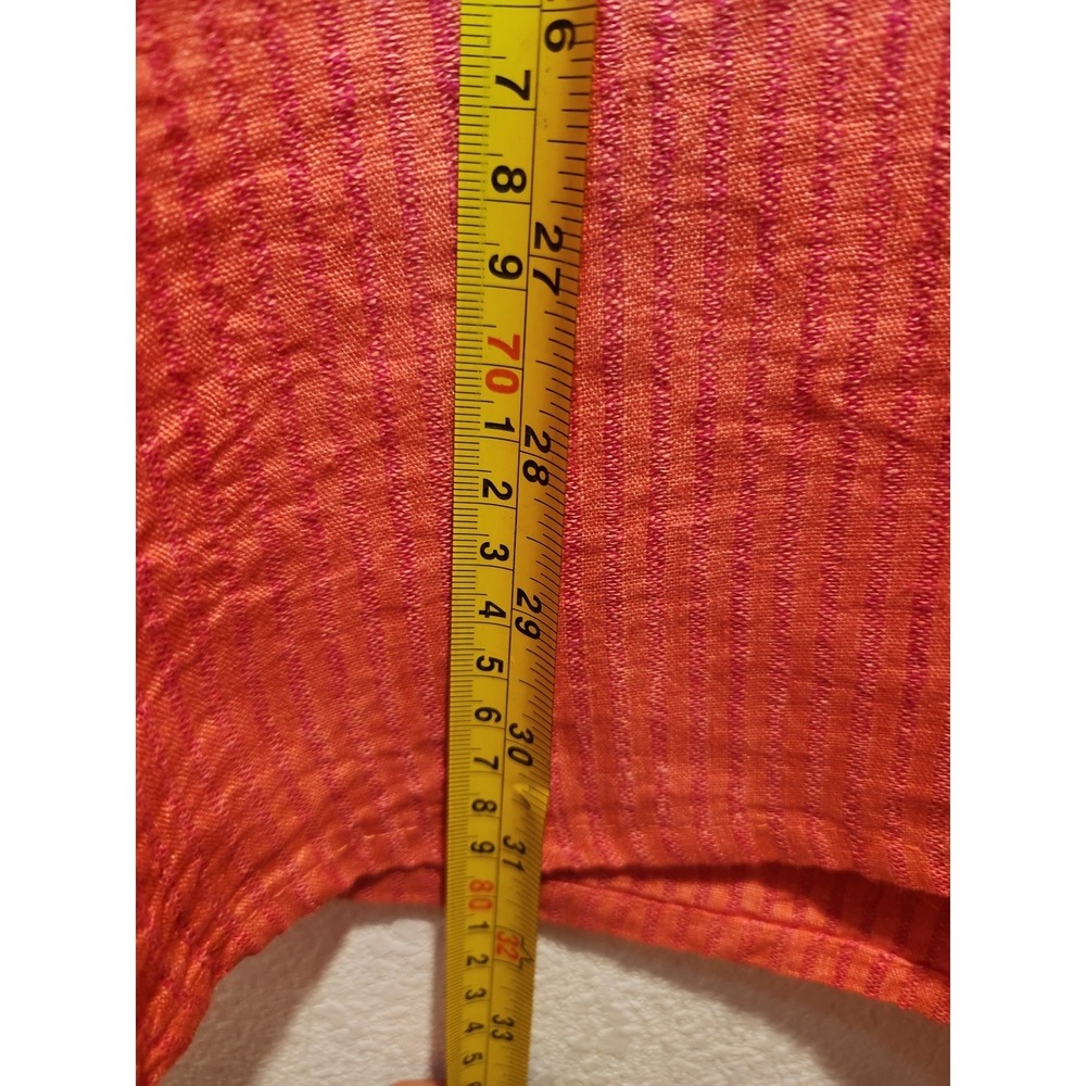 FLAX 100% Linen‎ Textured Stripe Tunic Top Coral Orange Size S Made Lithuania - Picture 7 of 7